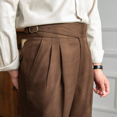 Pantaloni da Uomo a Vita Alta Dritti in Stile Britannico